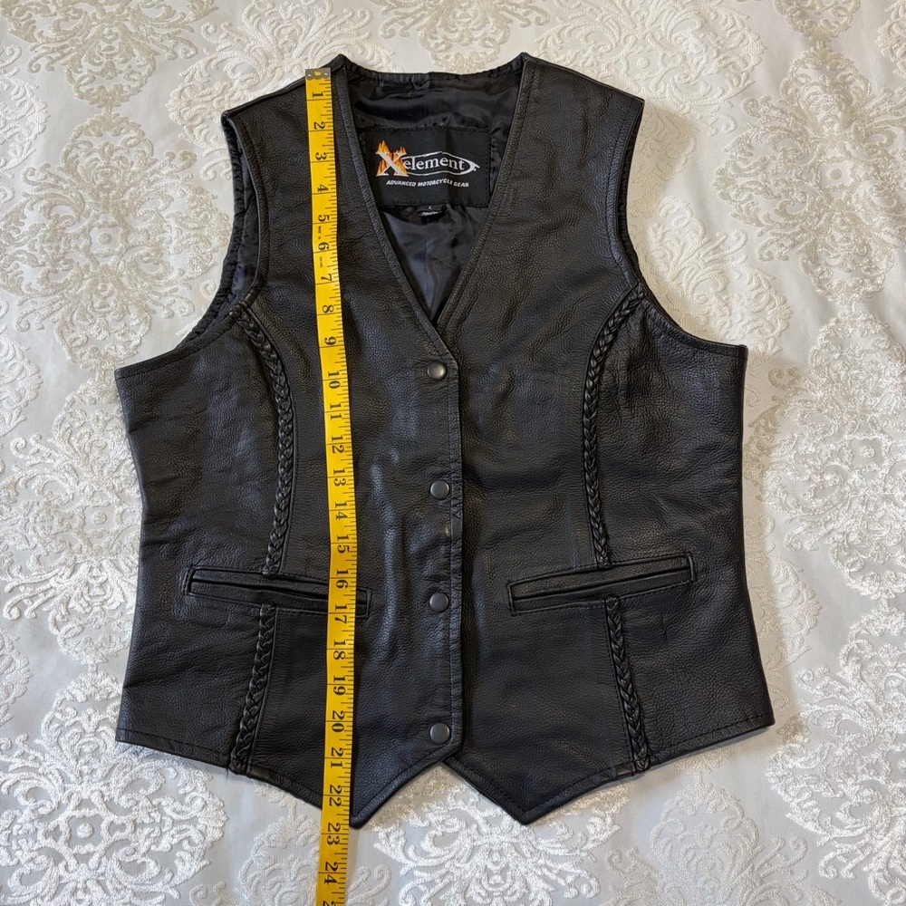 Xelement Motorcycle Genuine Leather Vest With Braided Detail Black Size Large - Picture 8 of 8